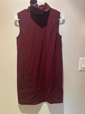 Theory Sleeveless Turtleneck Mini Dress in Burgundy